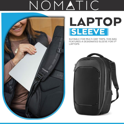 Navigator Travel Backpack - 32L Backpack with Laptop Compartment and 9L Built-In Expansion - Anti-Theft Carry-On Backpack for Travel - Water Resistant Travel Pack (Black)