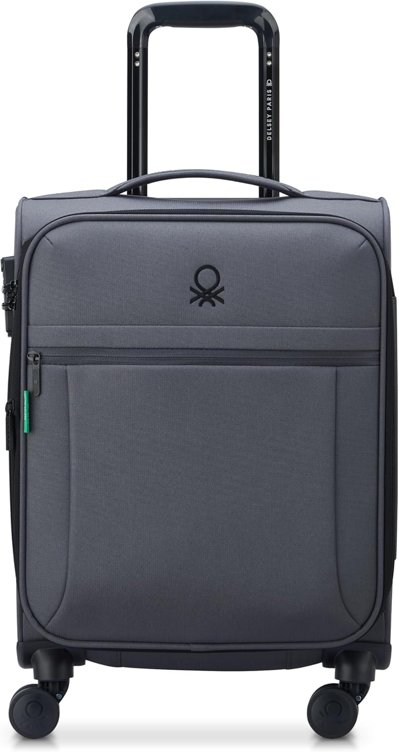 United Colors of Benetton Be Softside Expandable Luggage with Spinner Wheels, Anthracite, Carry-On 19 Inch