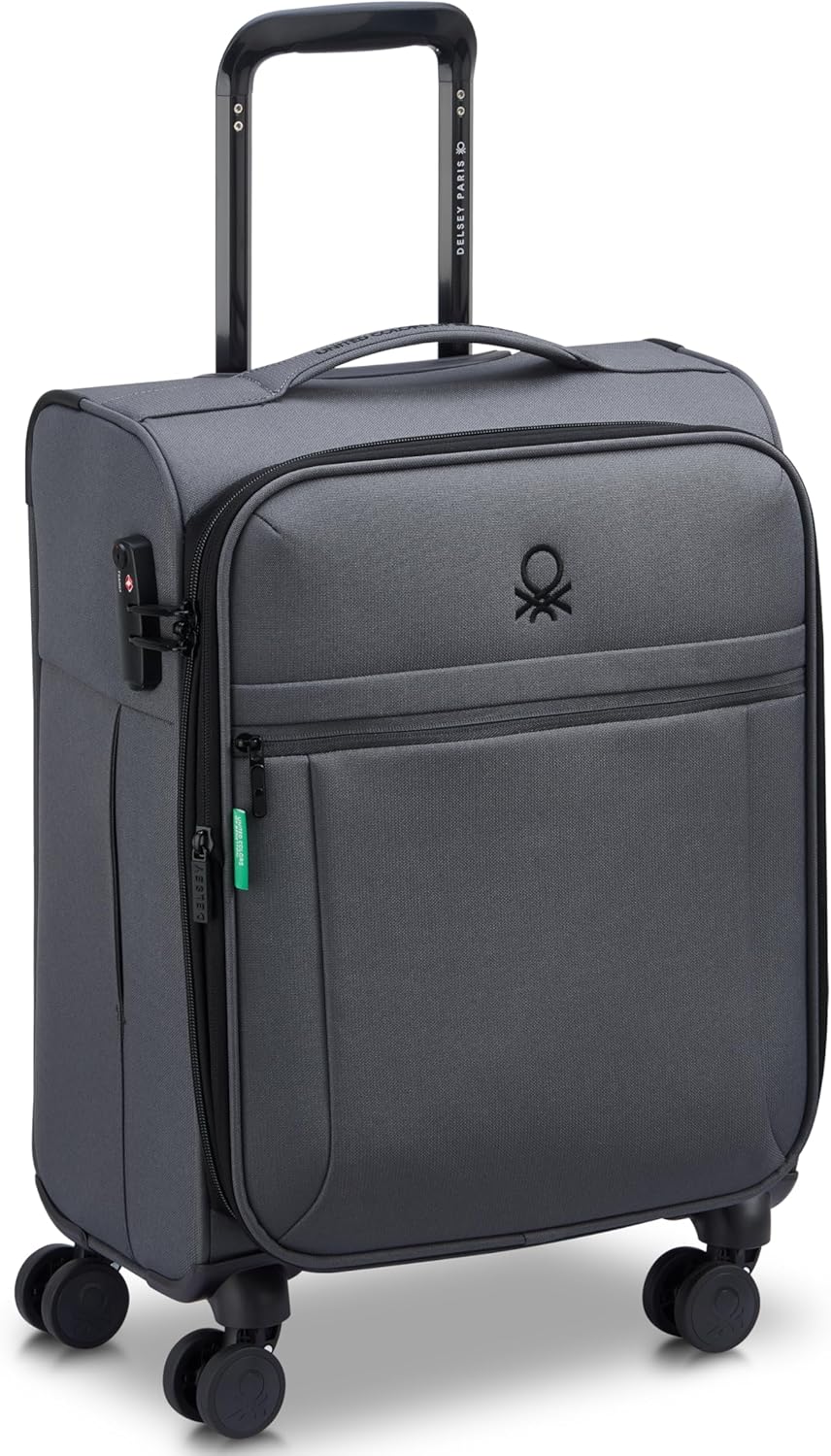 United Colors of Benetton Be Softside Expandable Luggage with Spinner Wheels, Anthracite, Carry-On 19 Inch