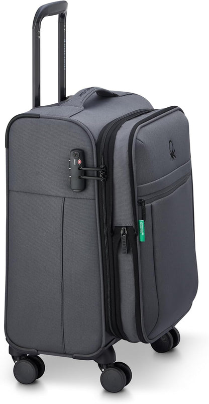 United Colors of Benetton Be Softside Expandable Luggage with Spinner Wheels, Anthracite, Carry-On 19 Inch