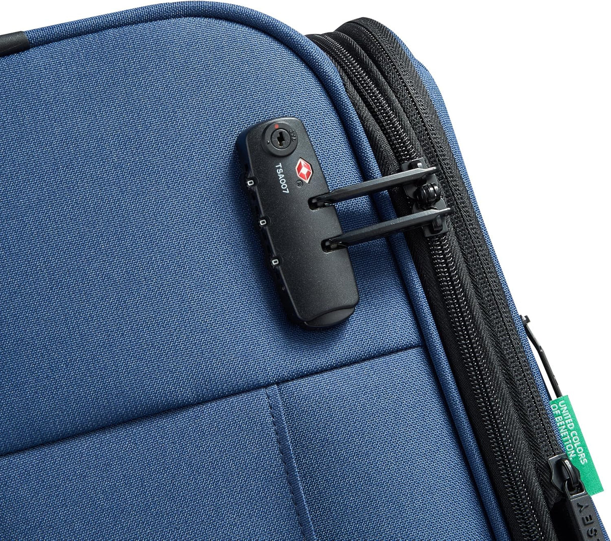 United Colors of Benetton Be Softside Expandable Luggage with Spinner Wheels, Anthracite, Carry-On 19 Inch
