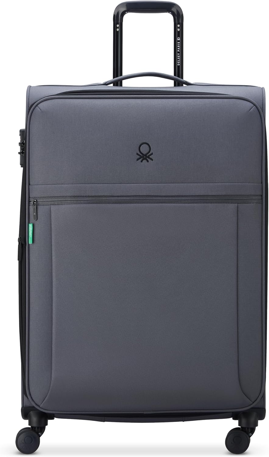 United Colors of Benetton Be Softside Expandable Luggage with Spinner Wheels, Anthracite, Carry-On 19 Inch