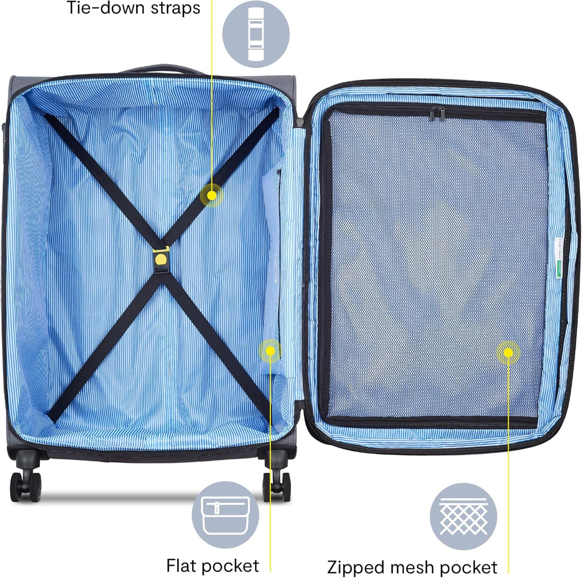 United Colors of Benetton Be Softside Expandable Luggage with Spinner Wheels, Anthracite, Carry-On 19 Inch
