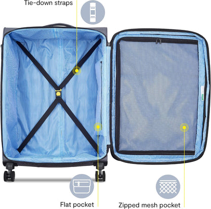 United Colors of Benetton Be Softside Expandable Luggage with Spinner Wheels, Anthracite, Carry-On 19 Inch