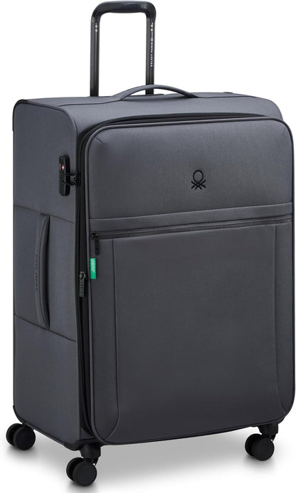 United Colors of Benetton Be Softside Expandable Luggage with Spinner Wheels, Anthracite, Carry-On 19 Inch