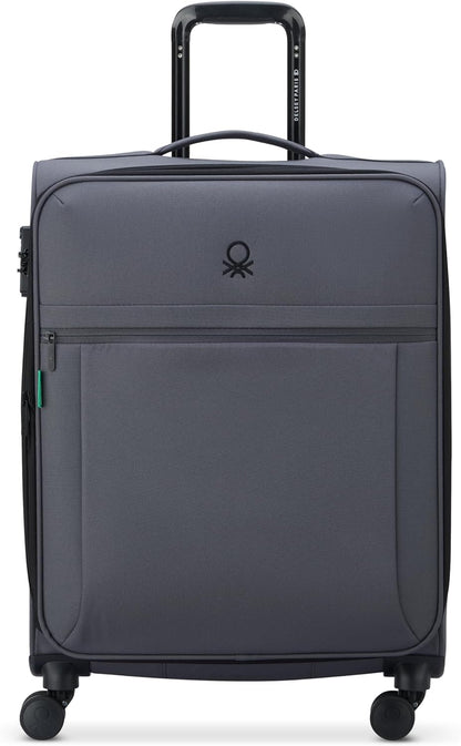 United Colors of Benetton Be Softside Expandable Luggage with Spinner Wheels, Anthracite, Carry-On 19 Inch