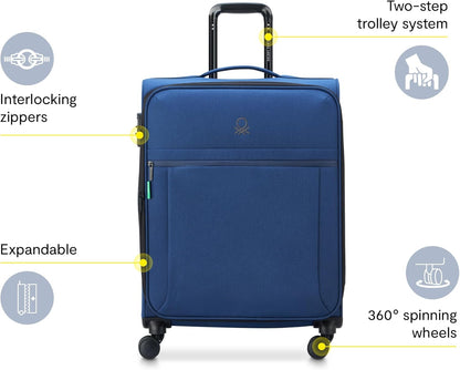 United Colors of Benetton Be Softside Expandable Luggage with Spinner Wheels, Anthracite, Carry-On 19 Inch