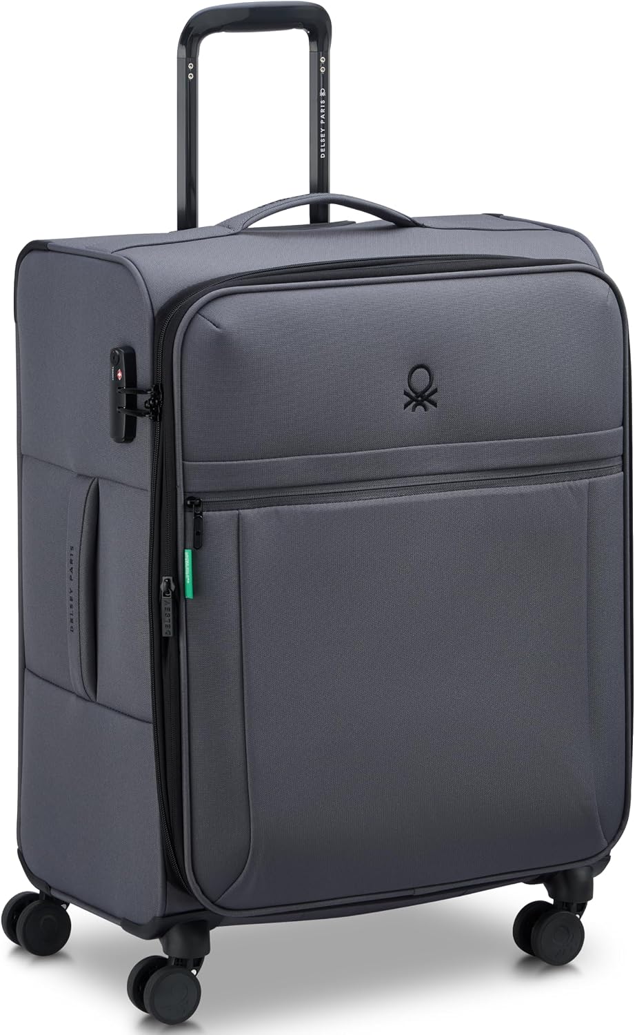 United Colors of Benetton Be Softside Expandable Luggage with Spinner Wheels, Anthracite, Carry-On 19 Inch