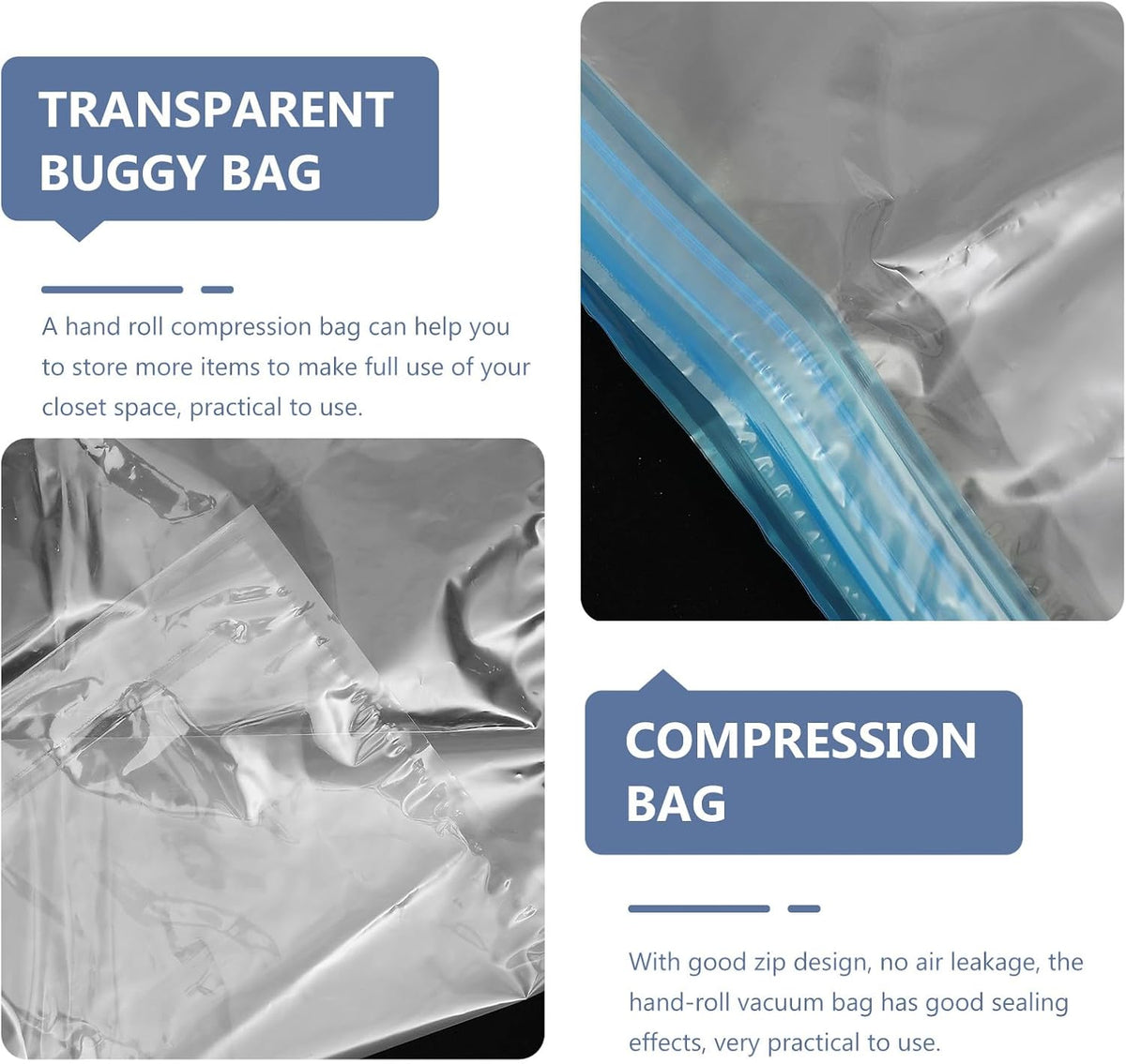6pcs Travel Compression Bags Vacuum Seal Clothes Storage Bags Hand-rolled Space Saver for Luggage and Home, Sizes 35x50cm, 40x60cm, 50x70cm