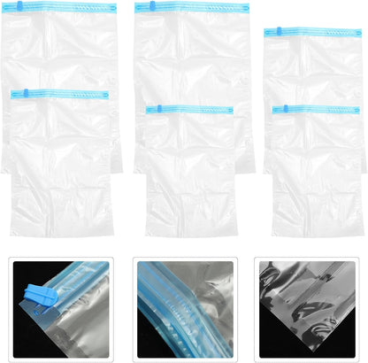 6pcs Travel Compression Bags Vacuum Seal Clothes Storage Bags Hand-rolled Space Saver for Luggage and Home, Sizes 35x50cm, 40x60cm, 50x70cm