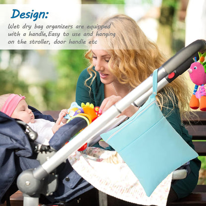 4 Pcs Wet Dry Bag for Baby Cloth Diapers Waterproof Wet Bag Washable Travel Reusable with 2 Pocket for Swimsuits for Yoga Gym Travel Beach Pool(Blue, Purple, Pink, Orange)