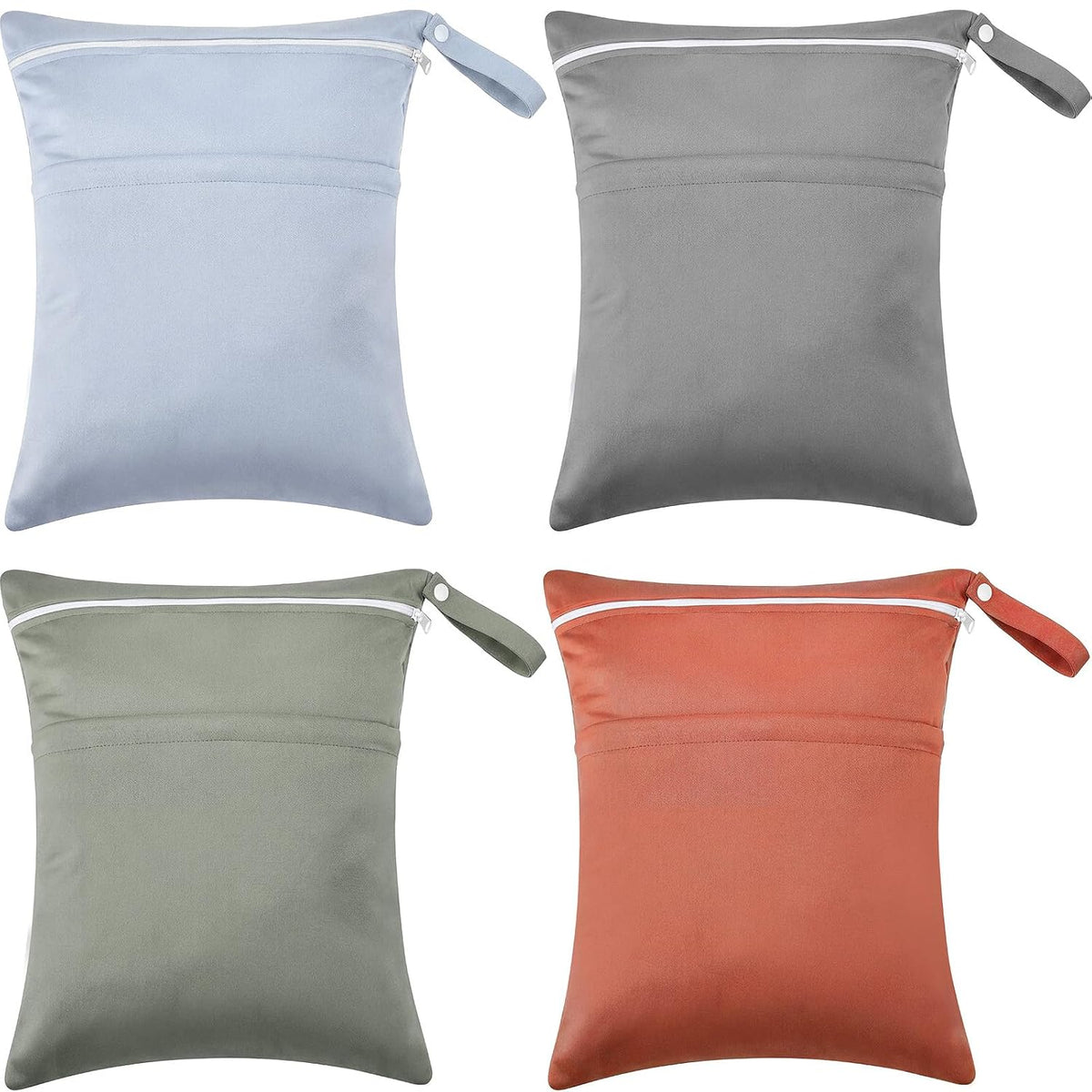 4 Pcs Wet Dry Bag for Baby Cloth Diapers Waterproof Wet Bag Washable Travel Reusable with 2 Pocket for Swimsuits for Yoga Gym Travel Beach Pool(Blue, Purple, Pink, Orange)
