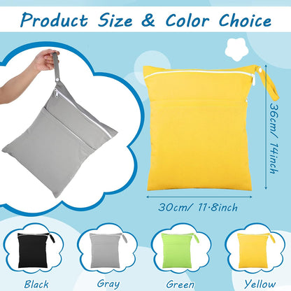 4 Pcs Wet Dry Bag for Baby Cloth Diapers Waterproof Wet Bag Washable Travel Reusable with 2 Pocket for Swimsuits for Yoga Gym Travel Beach Pool(Blue, Purple, Pink, Orange)