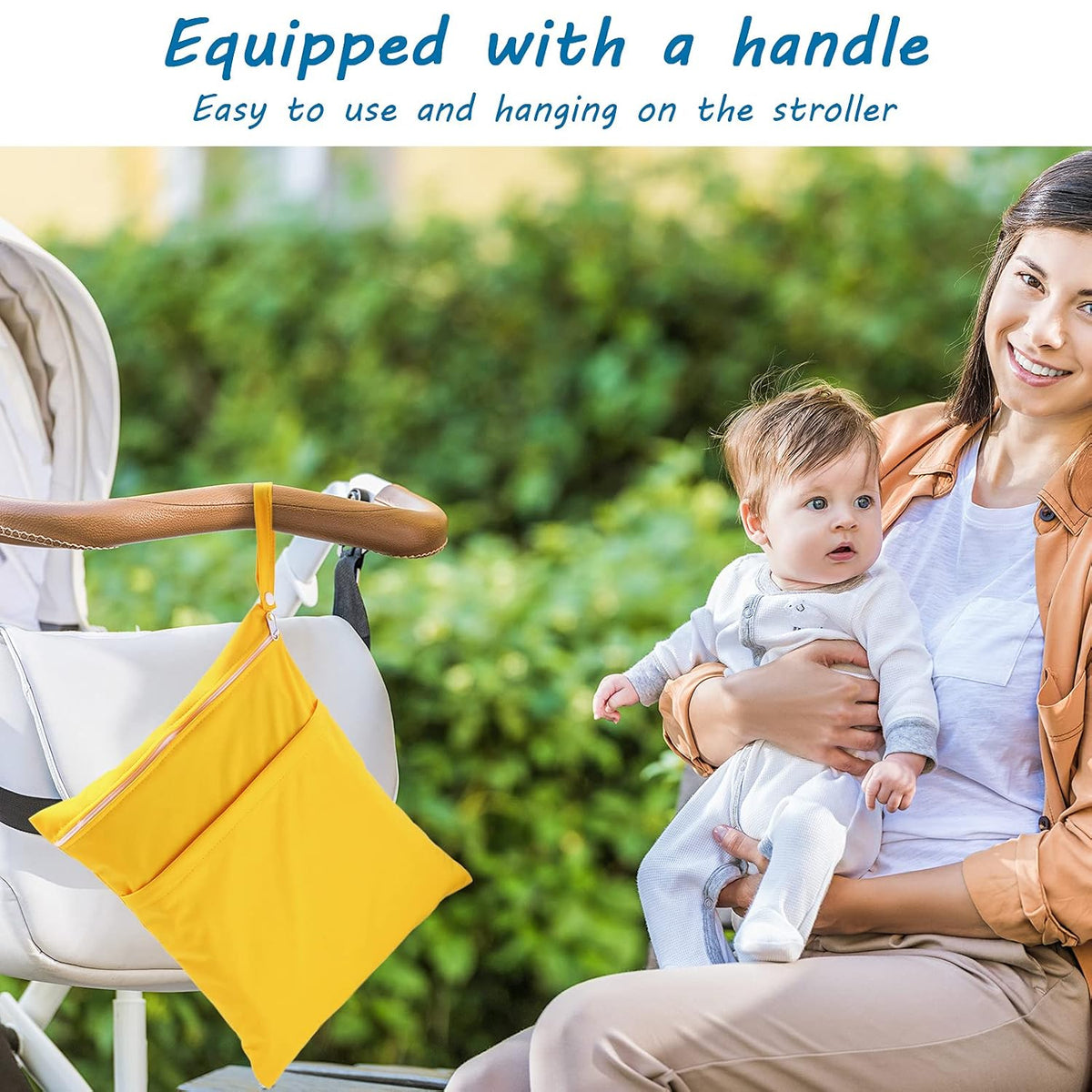 4 Pcs Wet Dry Bag for Baby Cloth Diapers Waterproof Wet Bag Washable Travel Reusable with 2 Pocket for Swimsuits for Yoga Gym Travel Beach Pool(Blue, Purple, Pink, Orange)