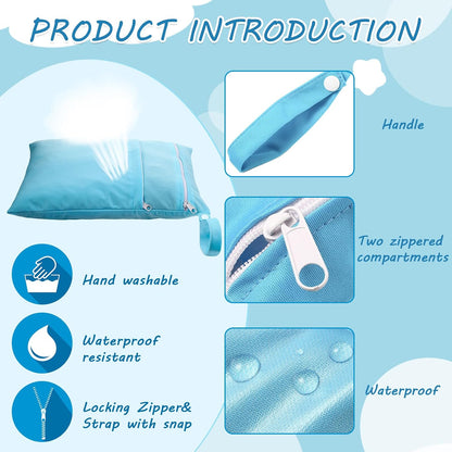 4 Pcs Wet Dry Bag for Baby Cloth Diapers Waterproof Wet Bag Washable Travel Reusable with 2 Pocket for Swimsuits for Yoga Gym Travel Beach Pool(Blue, Purple, Pink, Orange)