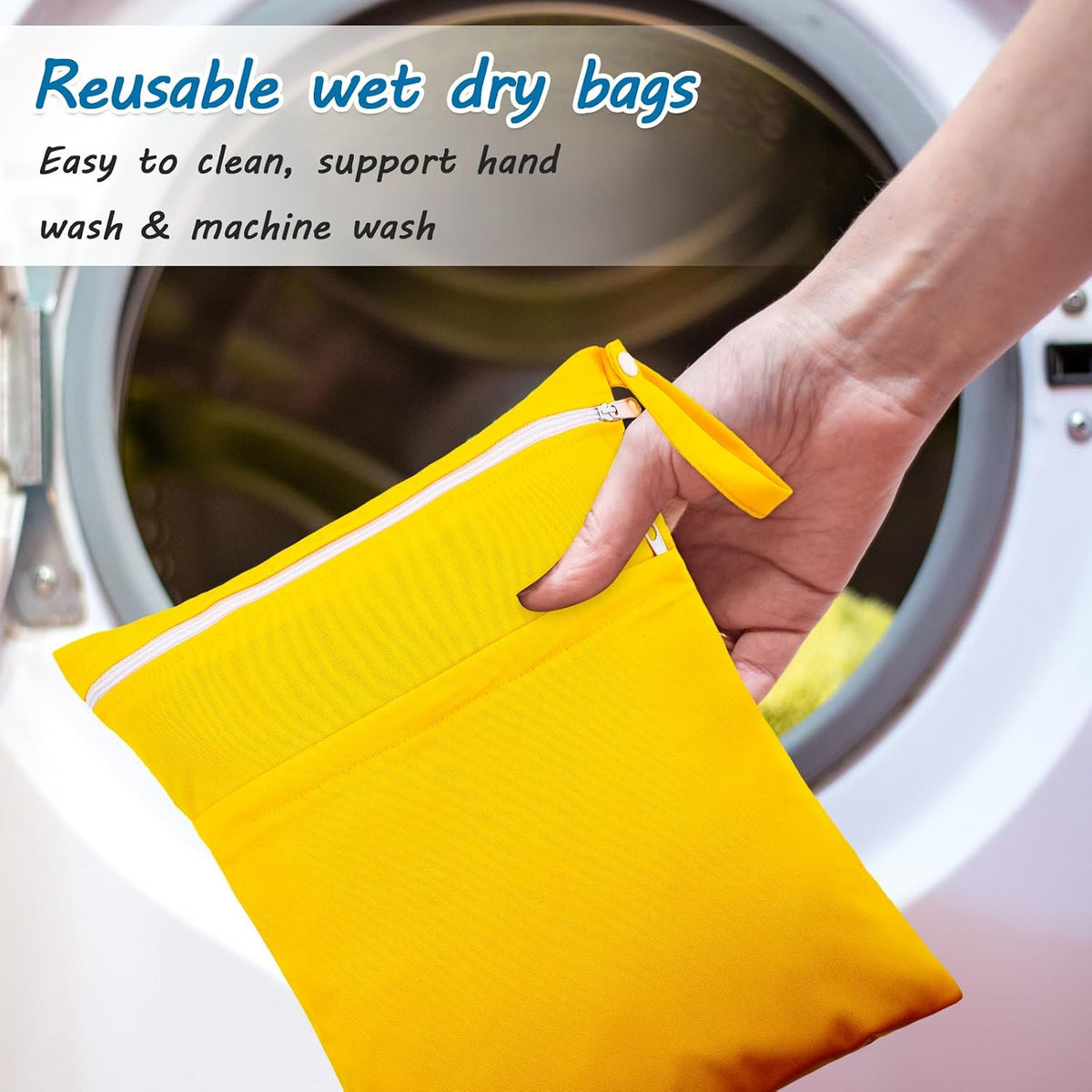 4 Pcs Wet Dry Bag for Baby Cloth Diapers Waterproof Wet Bag Washable Travel Reusable with 2 Pocket for Swimsuits for Yoga Gym Travel Beach Pool(Blue, Purple, Pink, Orange)
