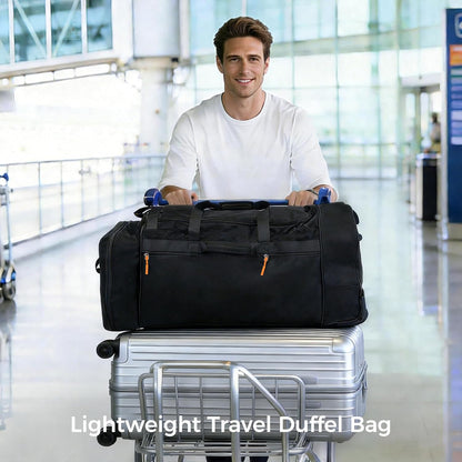 Rolling Duffle Bag for Travel with 3 Wheels, 28" 110L-120L Large Waterproof Wheeled Duffel, Expandable Fold-Up Travel Duffel Bag, No-Sag Design Lightweight Soft Bag for Men Women, Black