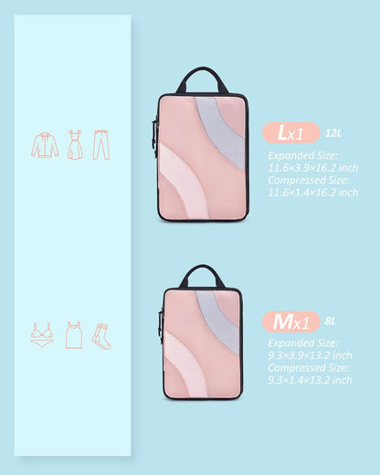 Compression Packing Cubes, 2 Set Travel Packing Cubes for Carry on Suitcases, Compression Suitcase Organizers Bag Set & Travel Cubes for Luggage, Lightweight Packing Organizers White Opals