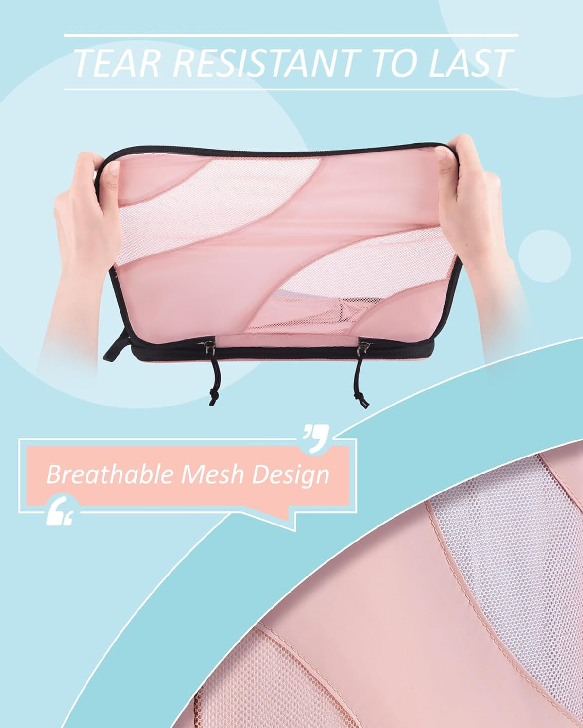 Compression Packing Cubes, 2 Set Travel Packing Cubes for Carry on Suitcases, Compression Suitcase Organizers Bag Set & Travel Cubes for Luggage, Lightweight Packing Organizers White Opals