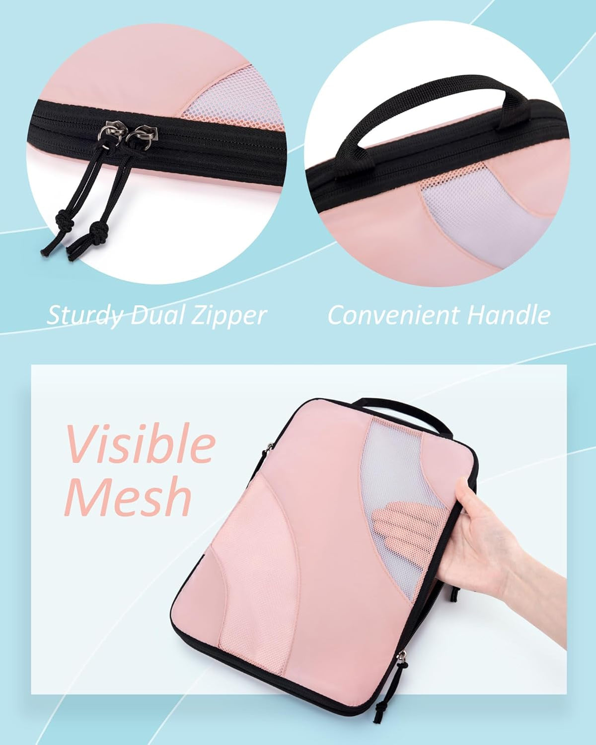 Compression Packing Cubes, 2 Set Travel Packing Cubes for Carry on Suitcases, Compression Suitcase Organizers Bag Set & Travel Cubes for Luggage, Lightweight Packing Organizers White Opals