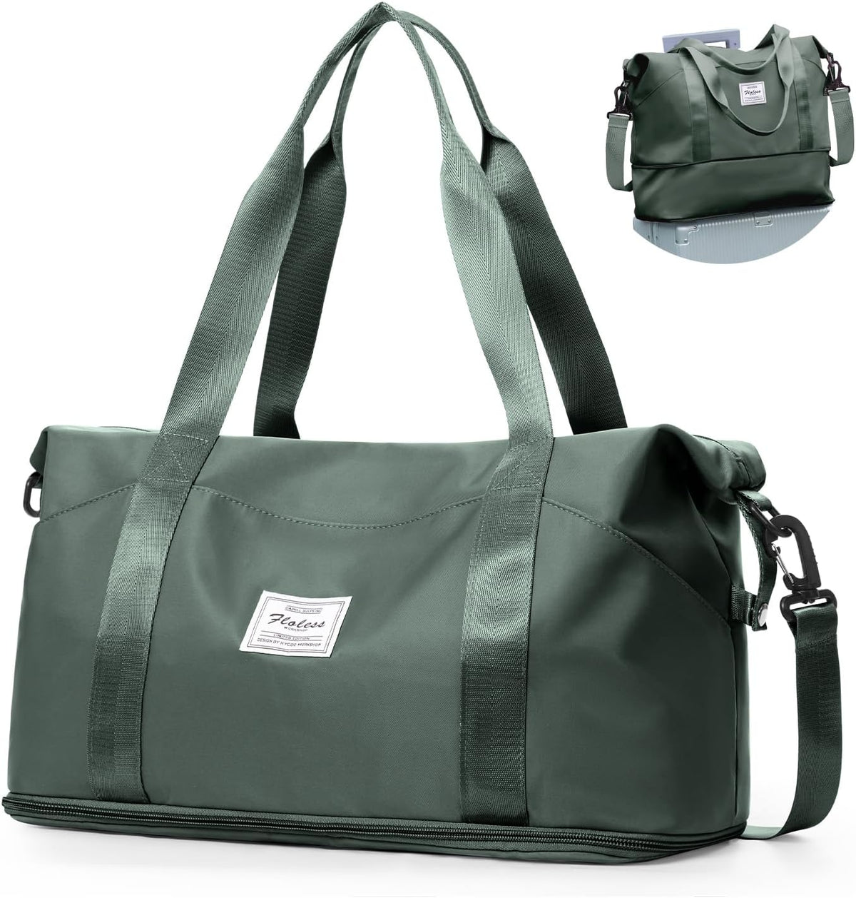 Large Travel Duffle Bag Carry on Weekend Bag with Shoes Compartment Gym Bags for Travel Women Men Waterproof Business Work Overnight Trips Sport Hospital Airplane Travel Essentials GreyBlue