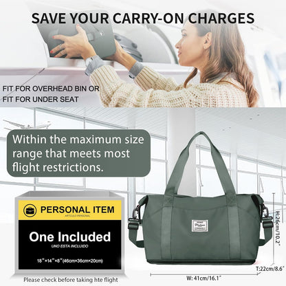 Large Travel Duffle Bag Carry on Weekend Bag with Shoes Compartment Gym Bags for Travel Women Men Waterproof Business Work Overnight Trips Sport Hospital Airplane Travel Essentials GreyBlue