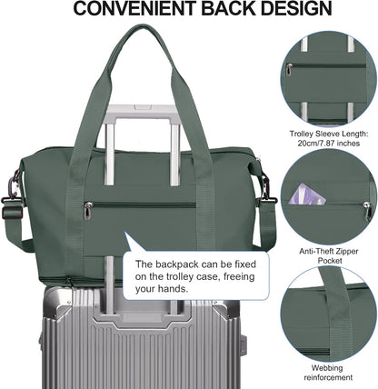Large Travel Duffle Bag Carry on Weekend Bag with Shoes Compartment Gym Bags for Travel Women Men Waterproof Business Work Overnight Trips Sport Hospital Airplane Travel Essentials GreyBlue