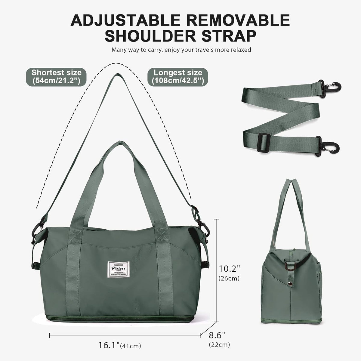 Large Travel Duffle Bag Carry on Weekend Bag with Shoes Compartment Gym Bags for Travel Women Men Waterproof Business Work Overnight Trips Sport Hospital Airplane Travel Essentials GreyBlue