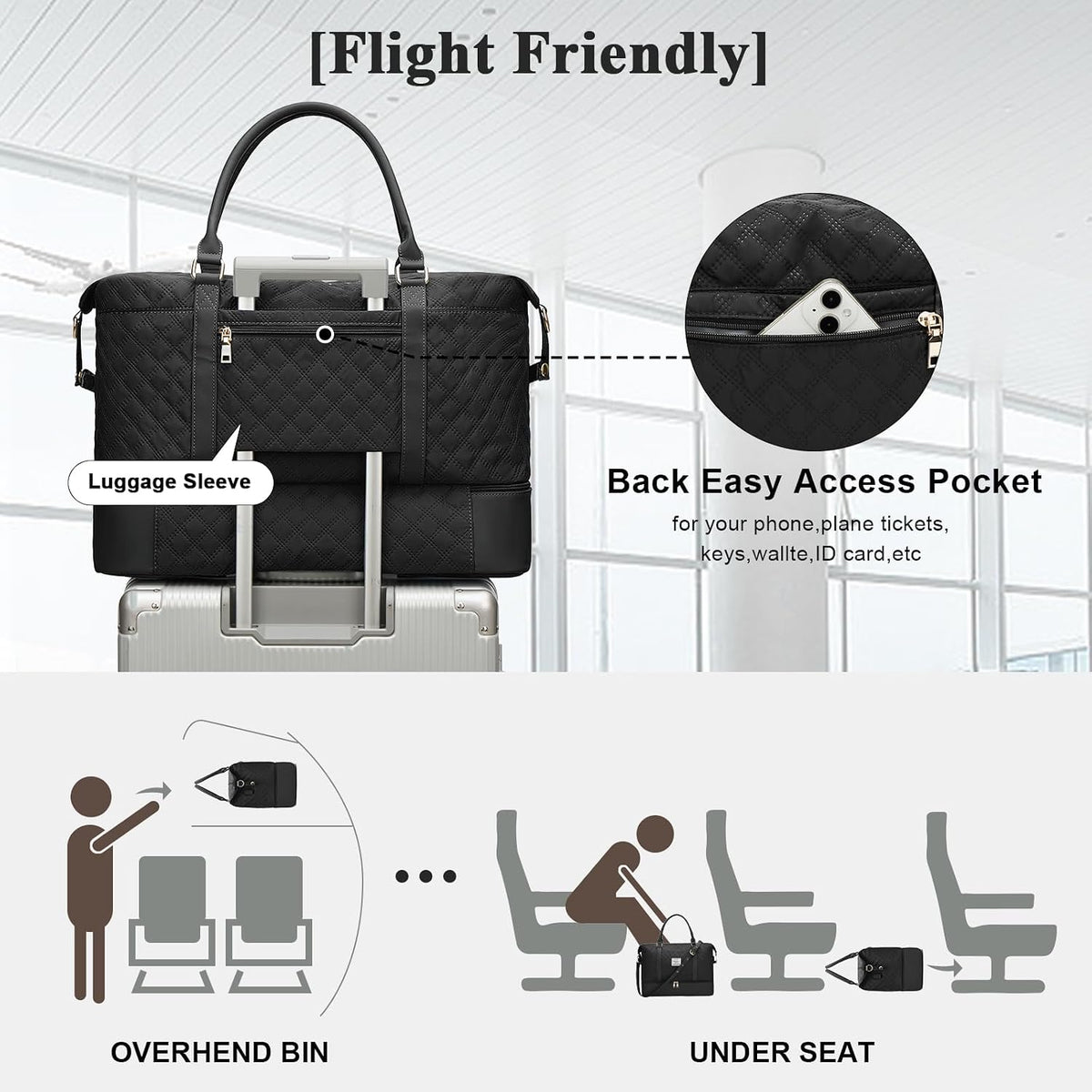 Large Travel Duffle Bag Carry on Weekend Bag with Shoes Compartment Gym Bags for Travel Women Men Waterproof Business Work Overnight Trips Sport Hospital Airplane Travel Essentials GreyBlue