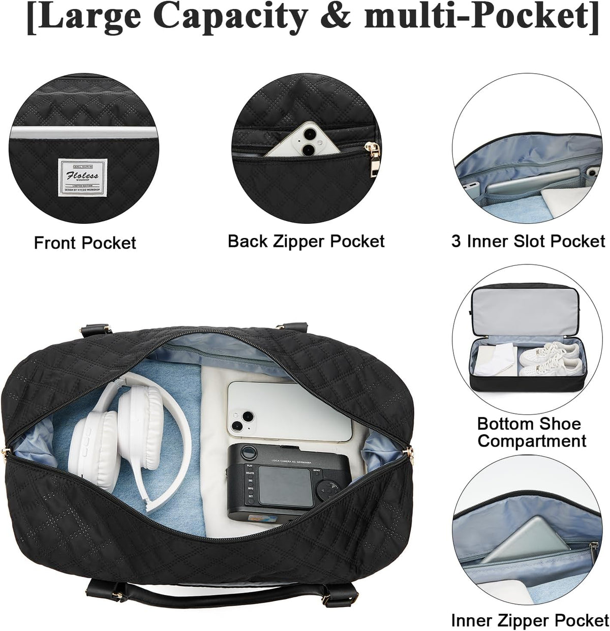 Large Travel Duffle Bag Carry on Weekend Bag with Shoes Compartment Gym Bags for Travel Women Men Waterproof Business Work Overnight Trips Sport Hospital Airplane Travel Essentials GreyBlue