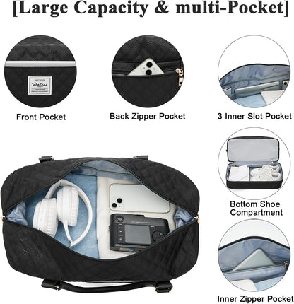 Large Travel Duffle Bag Carry on Weekend Bag with Shoes Compartment Gym Bags for Travel Women Men Waterproof Business Work Overnight Trips Sport Hospital Airplane Travel Essentials GreyBlue
