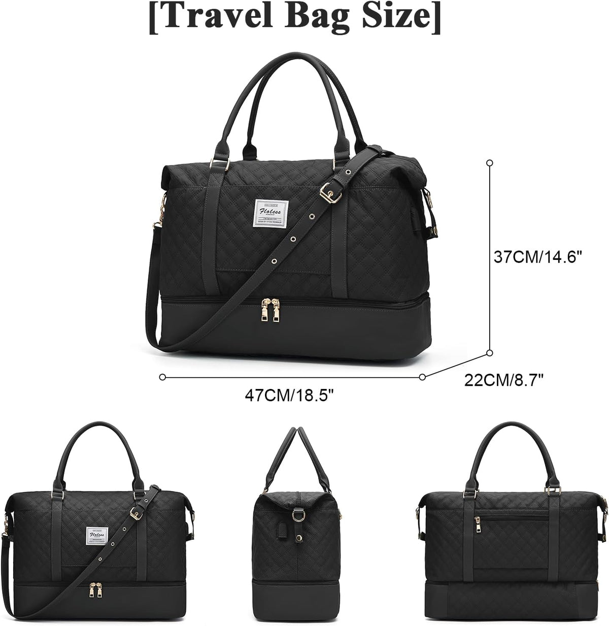 Large Travel Duffle Bag Carry on Weekend Bag with Shoes Compartment Gym Bags for Travel Women Men Waterproof Business Work Overnight Trips Sport Hospital Airplane Travel Essentials GreyBlue