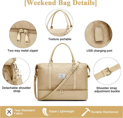 Large Travel Duffle Bag Carry on Weekend Bag with Shoes Compartment Gym Bags for Travel Women Men Waterproof Business Work Overnight Trips Sport Hospital Airplane Travel Essentials GreyBlue