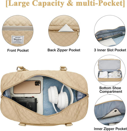Large Travel Duffle Bag Carry on Weekend Bag with Shoes Compartment Gym Bags for Travel Women Men Waterproof Business Work Overnight Trips Sport Hospital Airplane Travel Essentials GreyBlue
