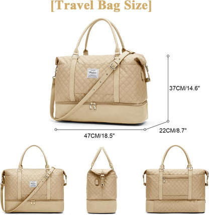 Large Travel Duffle Bag Carry on Weekend Bag with Shoes Compartment Gym Bags for Travel Women Men Waterproof Business Work Overnight Trips Sport Hospital Airplane Travel Essentials GreyBlue