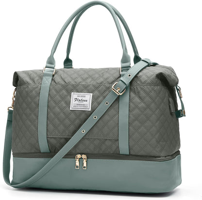 Large Travel Duffle Bag Carry on Weekend Bag with Shoes Compartment Gym Bags for Travel Women Men Waterproof Business Work Overnight Trips Sport Hospital Airplane Travel Essentials GreyBlue