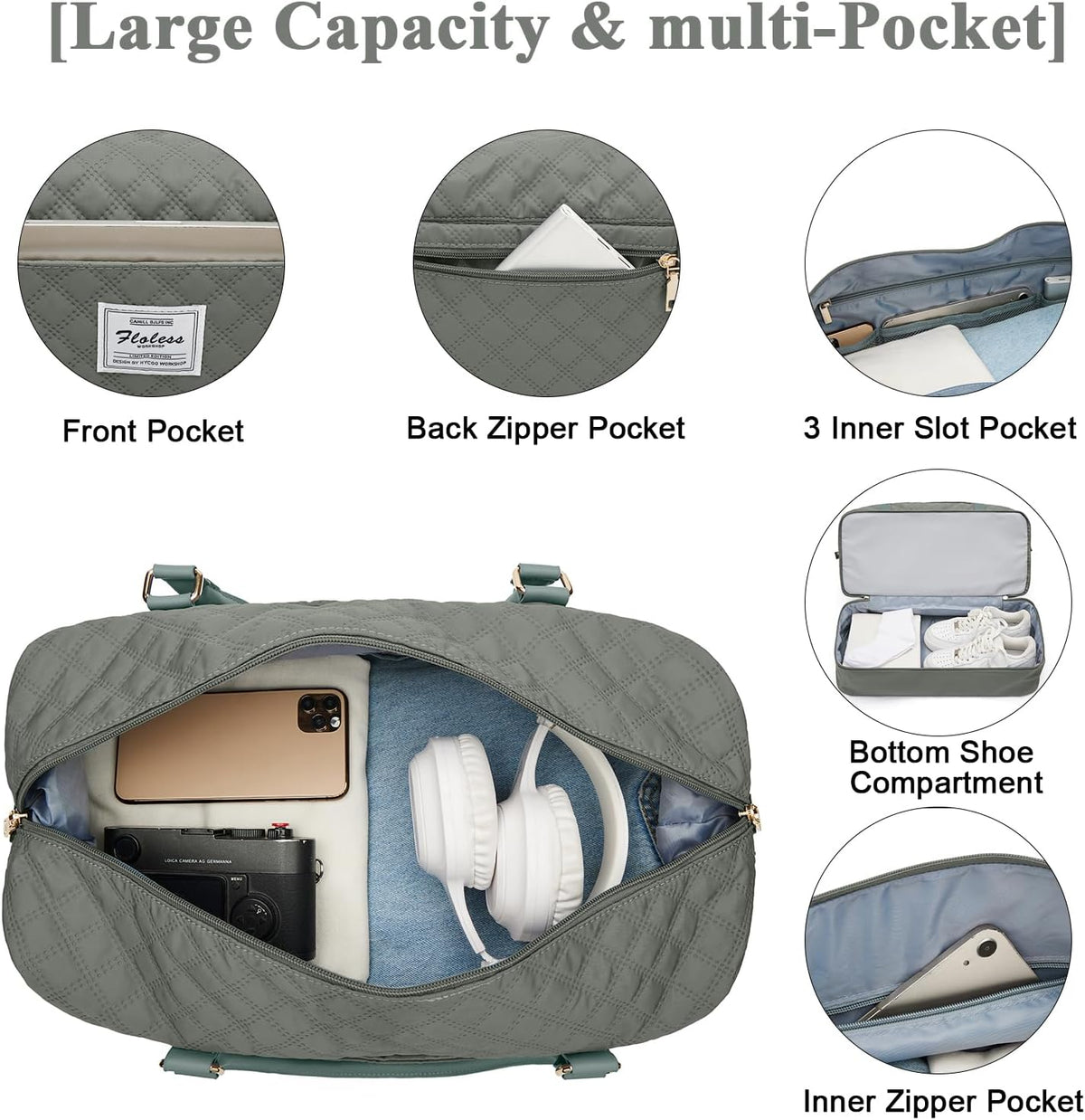 Large Travel Duffle Bag Carry on Weekend Bag with Shoes Compartment Gym Bags for Travel Women Men Waterproof Business Work Overnight Trips Sport Hospital Airplane Travel Essentials GreyBlue