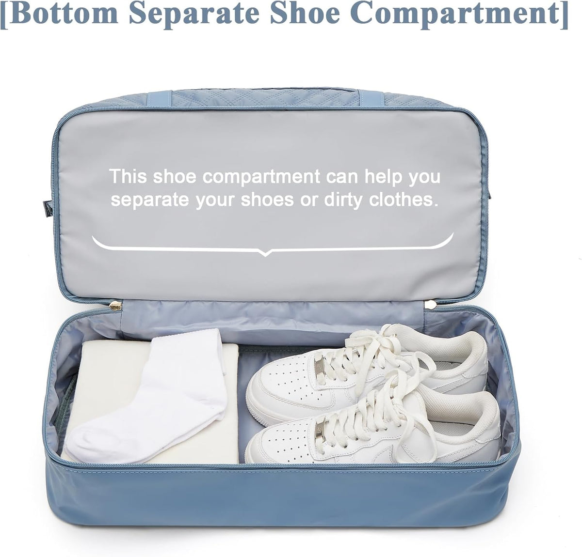 Large Travel Duffle Bag Carry on Weekend Bag with Shoes Compartment Gym Bags for Travel Women Men Waterproof Business Work Overnight Trips Sport Hospital Airplane Travel Essentials GreyBlue
