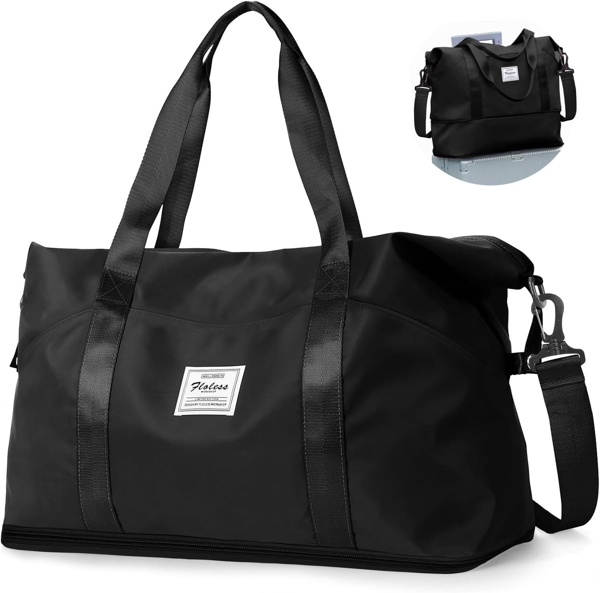 Large Travel Duffle Bag Carry on Weekend Bag with Shoes Compartment Gym Bags for Travel Women Men Waterproof Business Work Overnight Trips Sport Hospital Airplane Travel Essentials GreyBlue