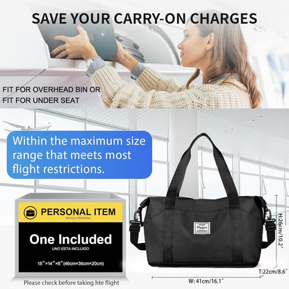 Large Travel Duffle Bag Carry on Weekend Bag with Shoes Compartment Gym Bags for Travel Women Men Waterproof Business Work Overnight Trips Sport Hospital Airplane Travel Essentials GreyBlue