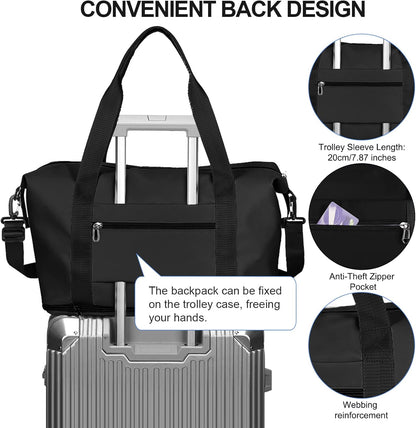 Large Travel Duffle Bag Carry on Weekend Bag with Shoes Compartment Gym Bags for Travel Women Men Waterproof Business Work Overnight Trips Sport Hospital Airplane Travel Essentials GreyBlue