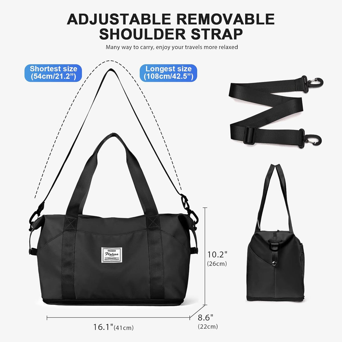 Large Travel Duffle Bag Carry on Weekend Bag with Shoes Compartment Gym Bags for Travel Women Men Waterproof Business Work Overnight Trips Sport Hospital Airplane Travel Essentials GreyBlue