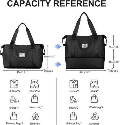 Large Travel Duffle Bag Carry on Weekend Bag with Shoes Compartment Gym Bags for Travel Women Men Waterproof Business Work Overnight Trips Sport Hospital Airplane Travel Essentials GreyBlue