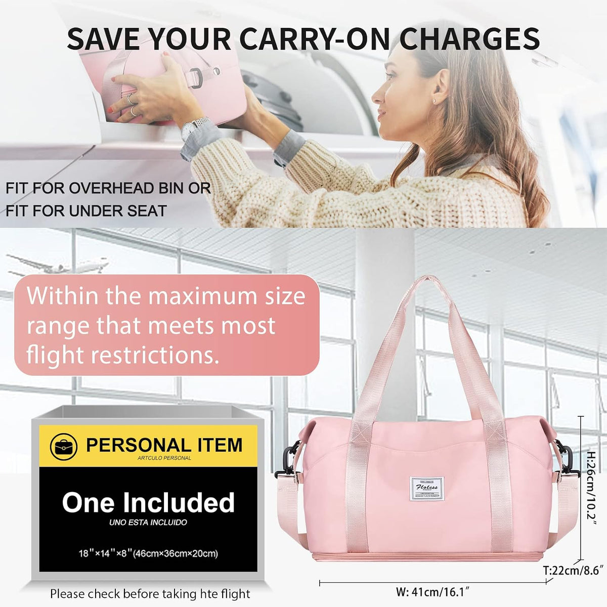 Large Travel Duffle Bag Carry on Weekend Bag with Shoes Compartment Gym Bags for Travel Women Men Waterproof Business Work Overnight Trips Sport Hospital Airplane Travel Essentials GreyBlue