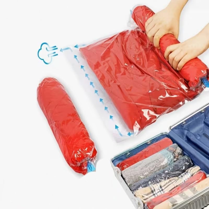 4pcs Roll-Up Compression Bag For Travel, Reusable Vacuum Packing Space Saver Bags - 40 * 60cm