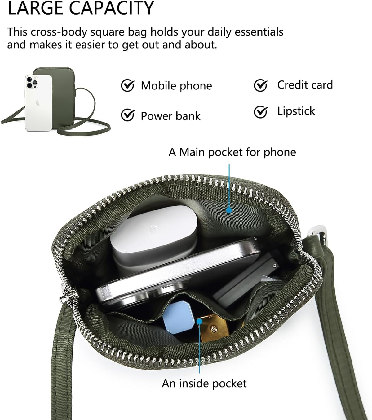 Small Crossbody Cell Phone Purse for Women Lightweight Shoulder Wallet Bag with Card Slots - Colors B