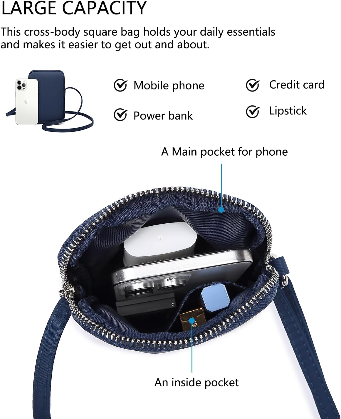 Small Crossbody Cell Phone Purse for Women Lightweight Shoulder Wallet Bag with Card Slots - Colors B
