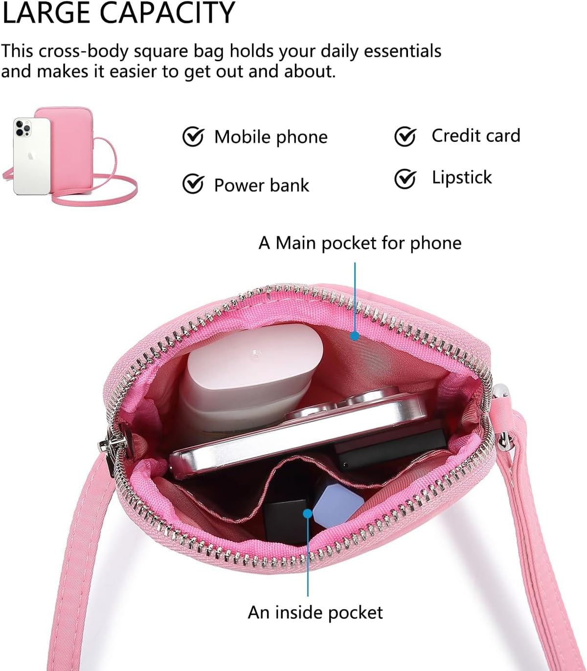 Small Crossbody Cell Phone Purse for Women Lightweight Shoulder Wallet Bag with Card Slots - Colors B