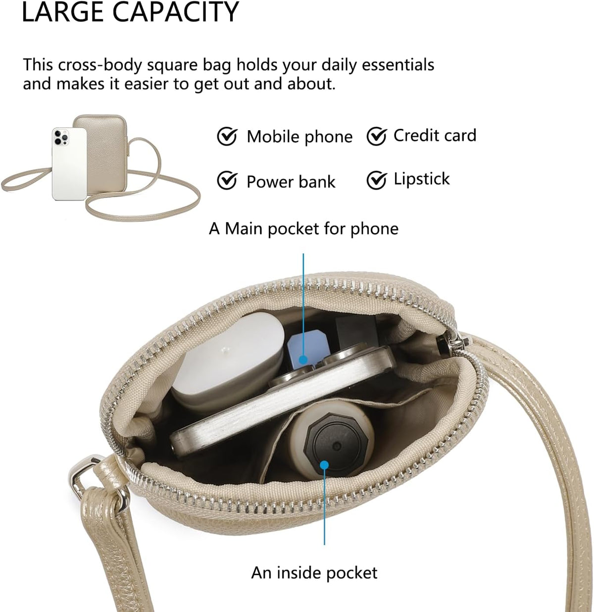 Small Crossbody Cell Phone Purse for Women Lightweight Shoulder Wallet Bag with Card Slots - Colors B