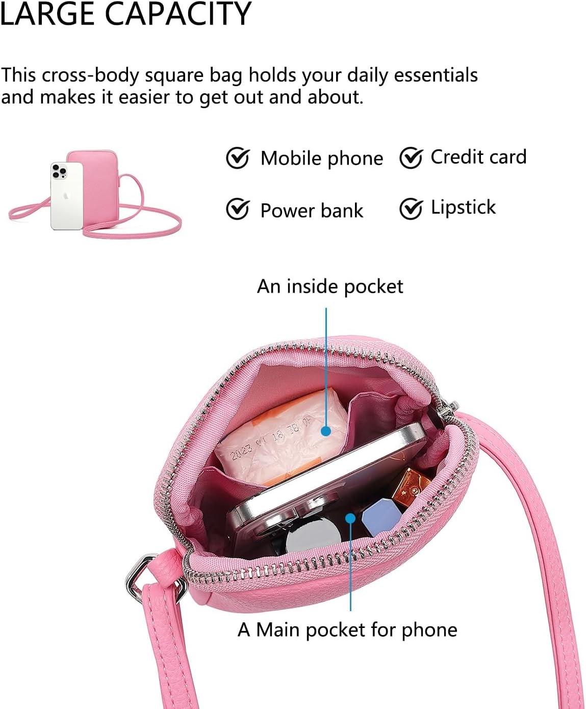 Small Crossbody Cell Phone Purse for Women Lightweight Shoulder Wallet Bag with Card Slots - Colors B